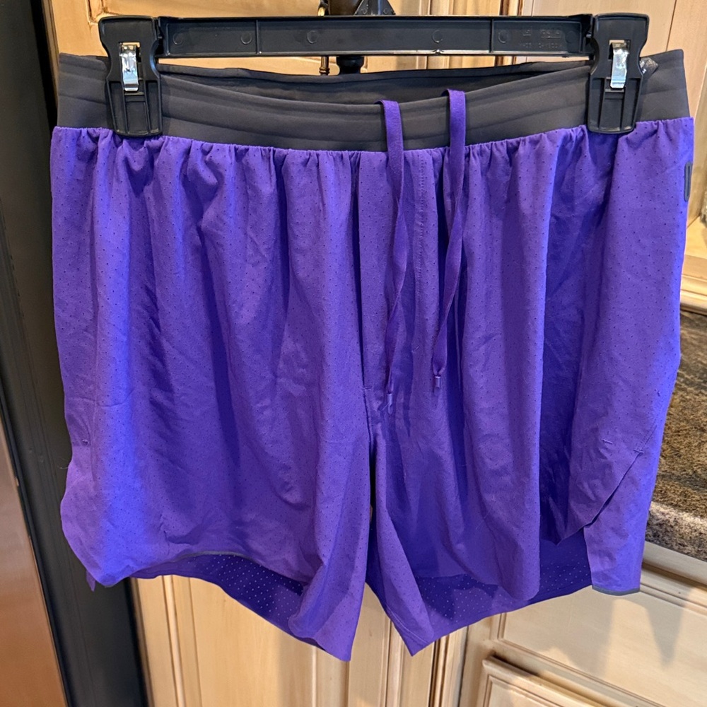 lululemon athletica Purple Athletic Shorts with black waist and drawstring